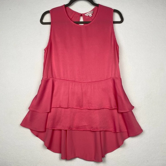Nanette Lepore Tops - Nanette Lepore Women's‎ Size M Pink Sleeveless Tiered Hi-Lo Peplum Top